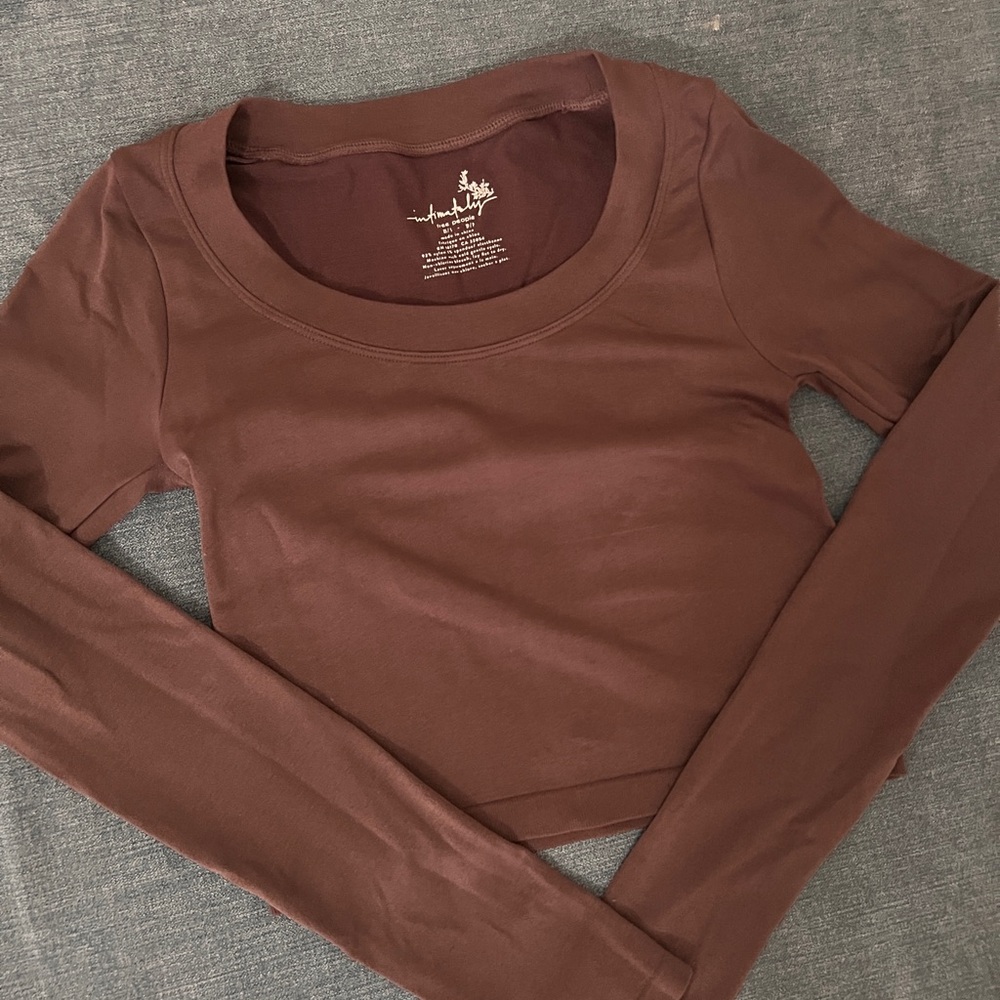Free People Cocoa Long Sleeve Crop Top